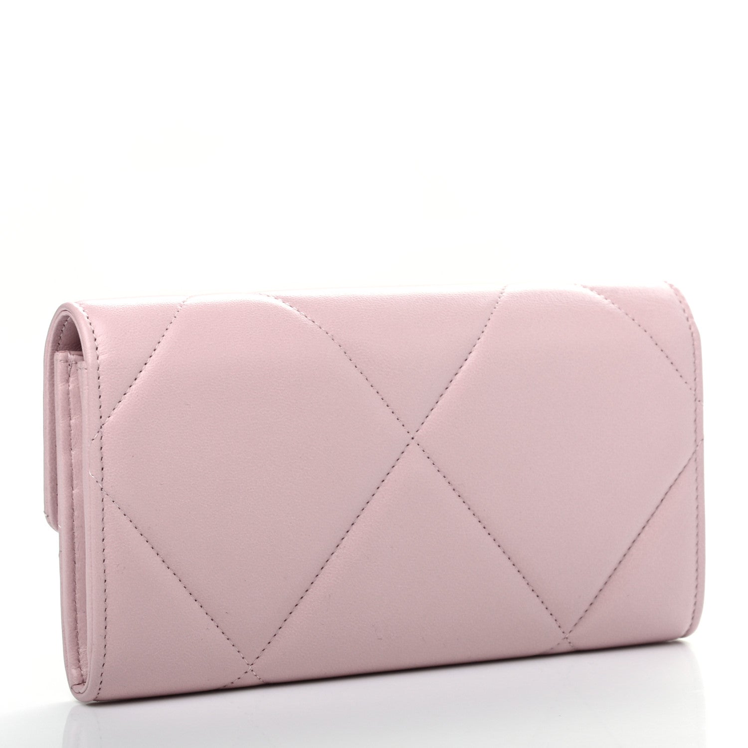 Chanel Shiny Goatskin Quilted Chanel 19 Flap Wallet Pink 3 of 8
