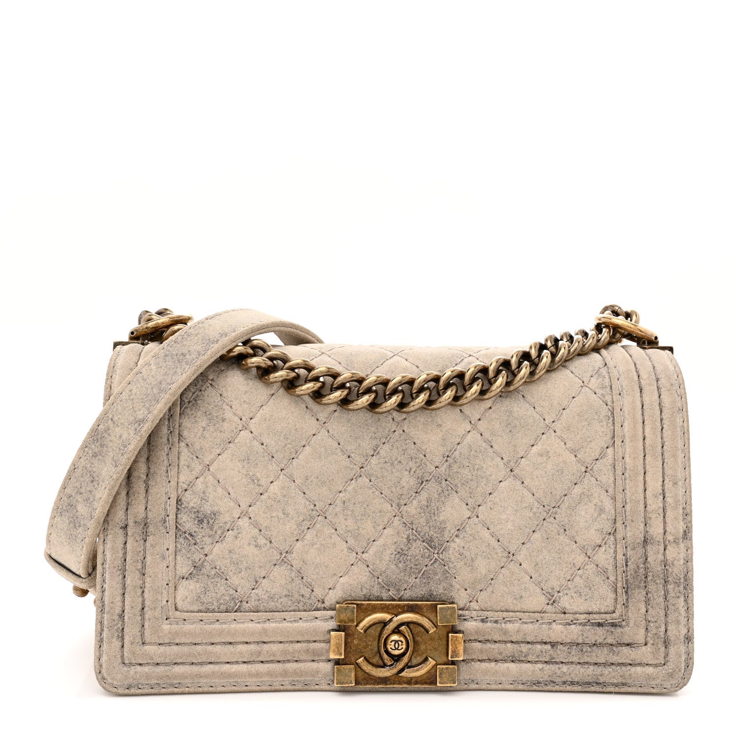 Chanel Iridescent Calfskin Quilted Medium Boy Flap Beige 1 of 12