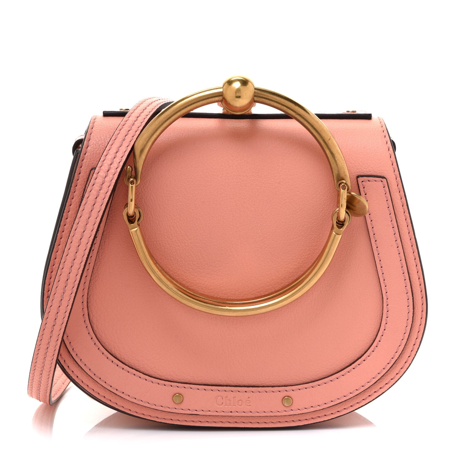 Calfskin Suede Small Nile Bracelet Bag Ideal Blush