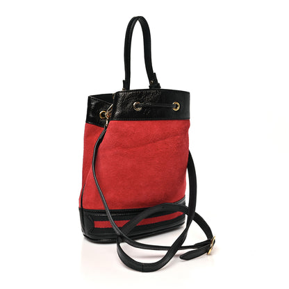 Gucci Suede Patent Web Small Ophidia Bucket Bag Hibiscus Red Black 2 of 9