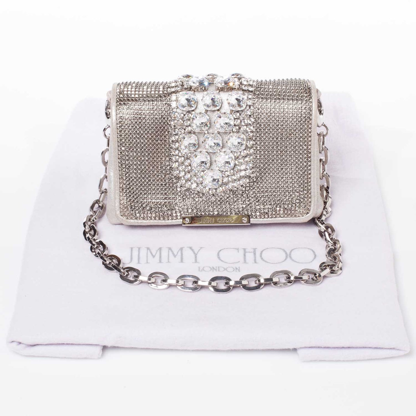 Crystal Embellished Mesh Cecile Clutch Bag