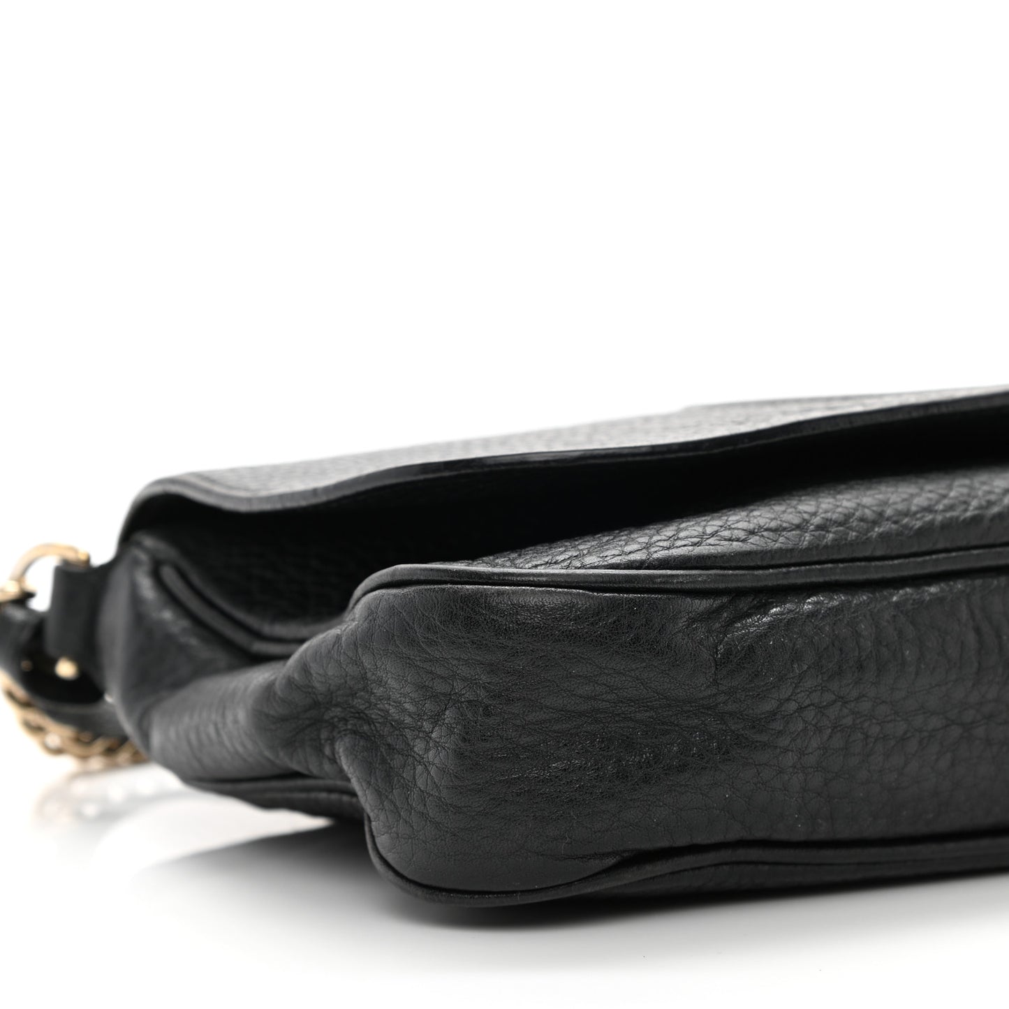 Pebbled Calfskin Medium Soho Flap Crossbody Black
