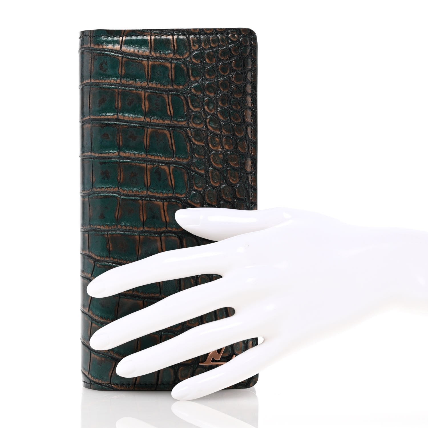 Louis Vuitton Alligator Brazza Wallet Metallic Copper 2 of 9