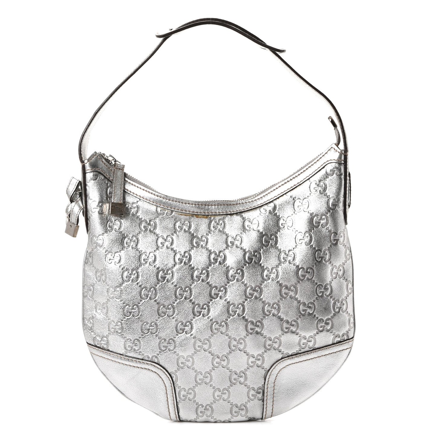 Metallic Guccissima Small Princy Hobo Silver