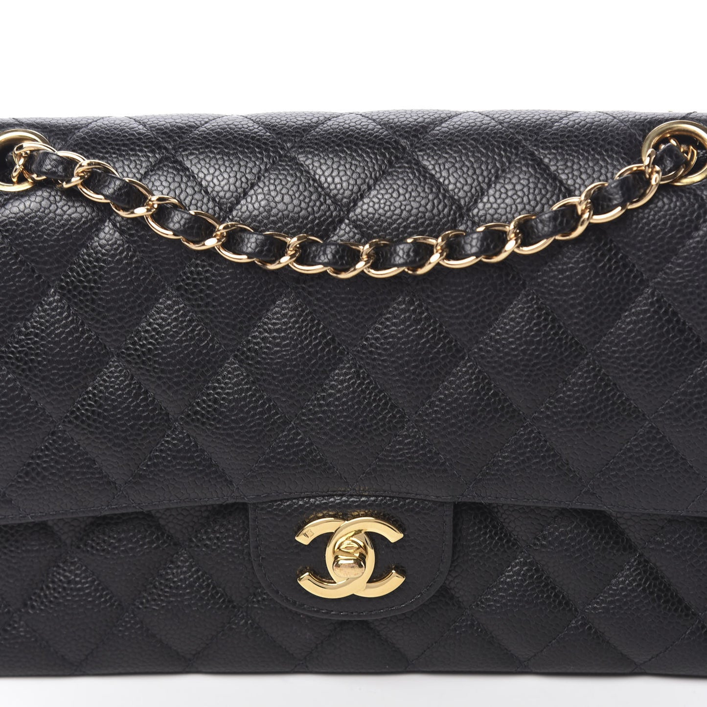 Caviar Quilted Medium Double Flap Black