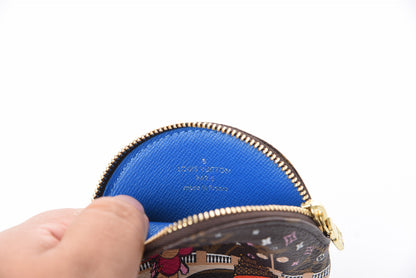 Louis Vuitton Monogram 2019 Christmas Animation Round Coin Purse Blue 9 of 10