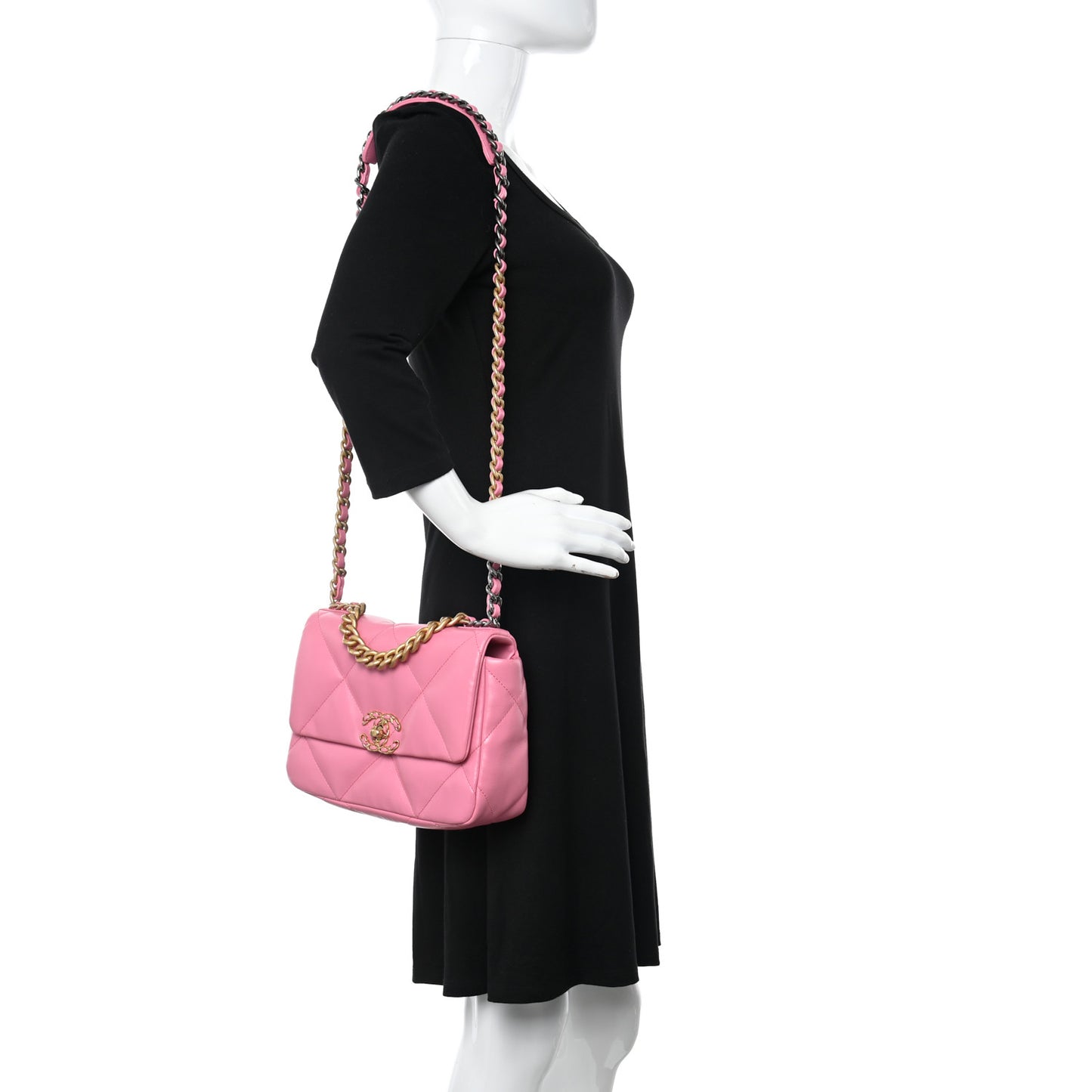 Lambskin Quilted Medium Chanel 19 Flap Pink