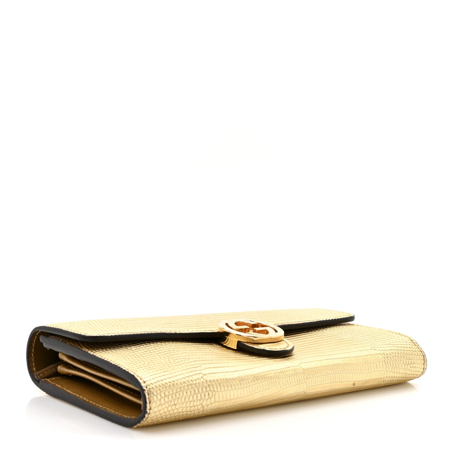 Gucci Laminated Lizard Icon Continental Wallet Gold 4 of 11