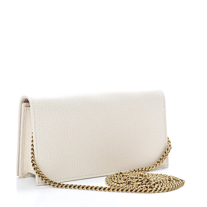 Gucci Calfskin GG Marmont Bow Chain Wallet White 2 of 8