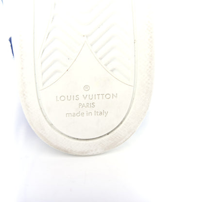 Louis Vuitton Sheepskin Embossed Suede Calfskin Boombox High-Top Sneakers 37.5 White Denim Blue 9 of 10