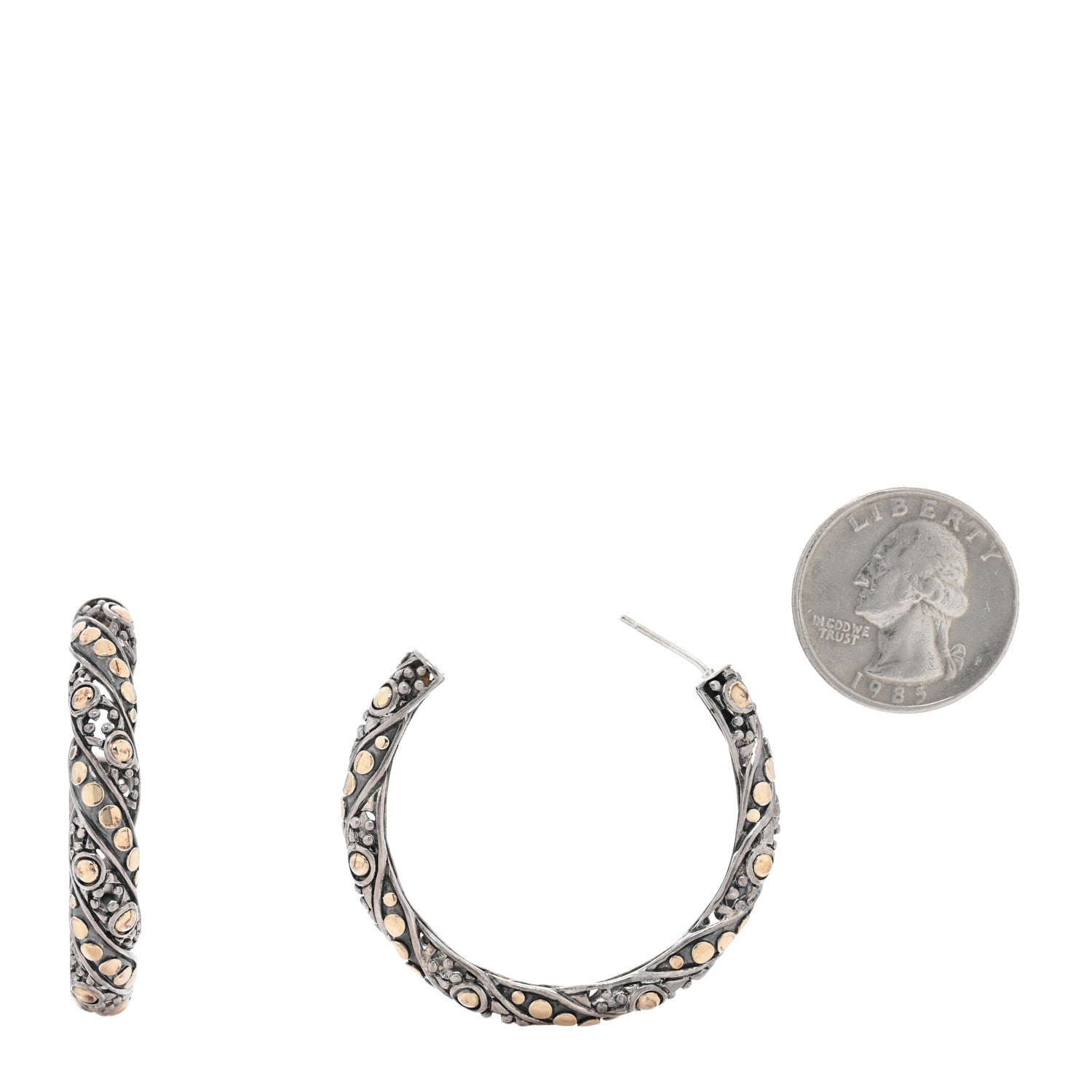John Hardy Sterling Silver 18K Yellow Gold Dot Jaisalmer Hoop Earrings 2 of 4