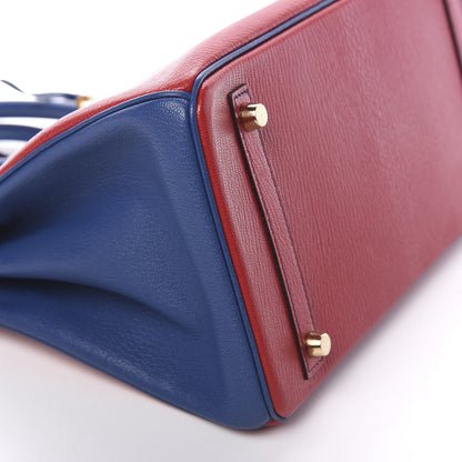 Hermes Chevre Mysore Horseshoe Birkin 30 Rouge Casaque Bleu Brighton 39 of 41