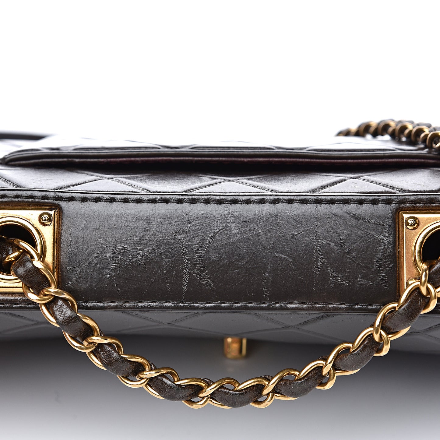 Calfskin Embossed Medium Flap Brown