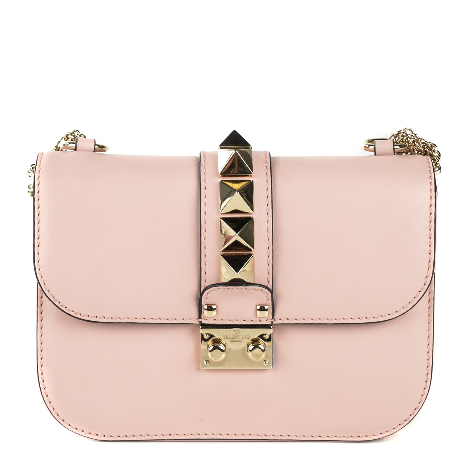 Valentino Garavani Vitello Small Glam Lock Rockstud Flap Water Rose 1 of 8