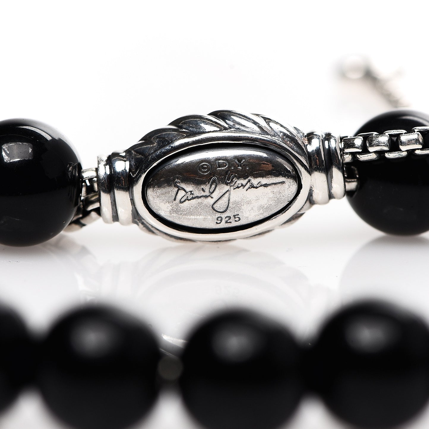 Sterling Silver Black Onyx 8mm Spiritual Beads Adjustable Bracelet