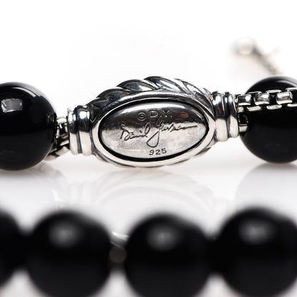 David Yurman Sterling Silver Black Onyx 8mm Spiritual Beads Adjustable Bracelet 3 of 3