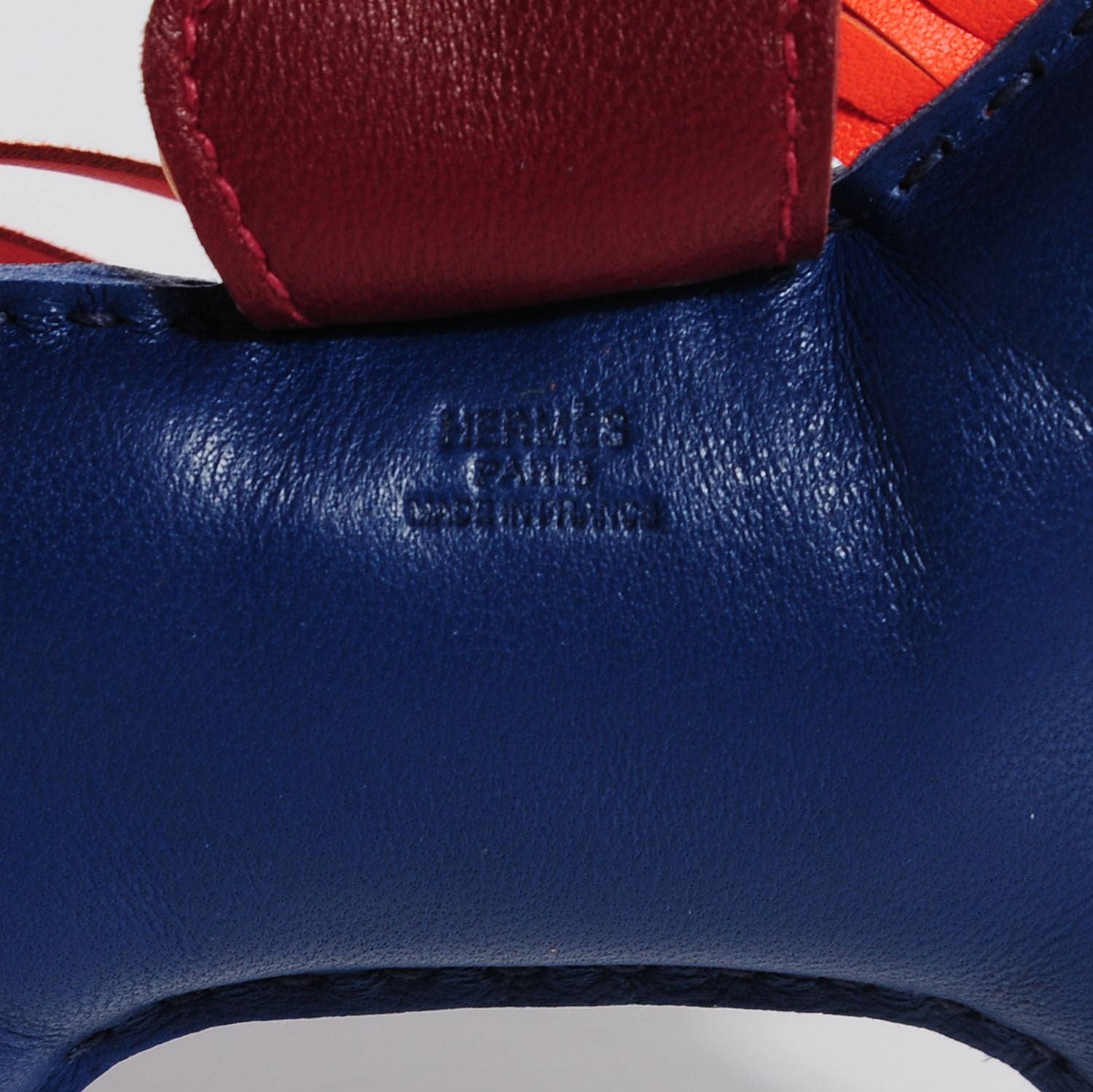 Hermes Milo Lambskin Grigri Rodeo Horse Bag Charm MM Bleu de Malte Rouge H Peony 4 of 6