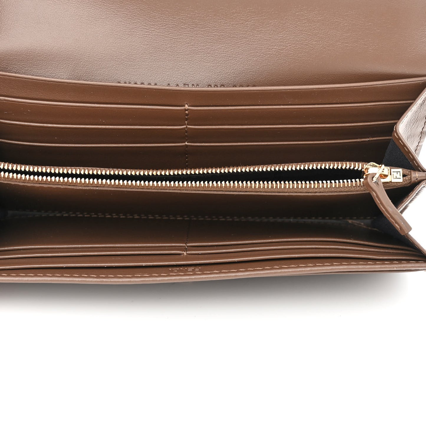 Vitello Soft F is Fendi Bi-Color FF 1974 Embossed Continental Envelope Wallet Maya Black