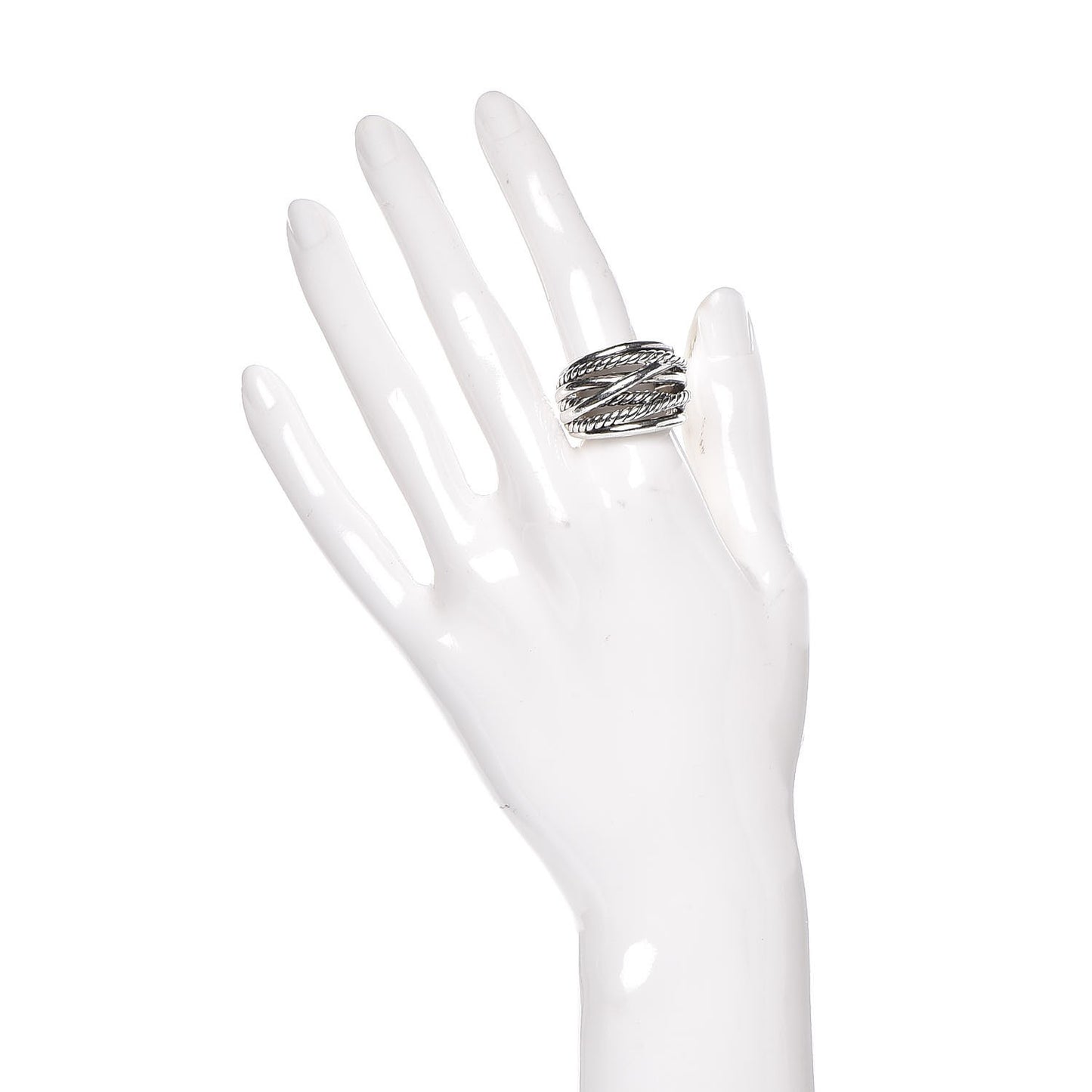 Sterling Silver 18mm Wide Crossover Cable Ring 57 8