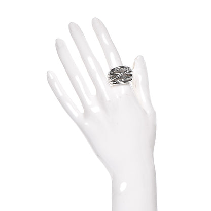 David Yurman Sterling Silver 18mm Wide Crossover Cable Ring 57 8 2 of 4