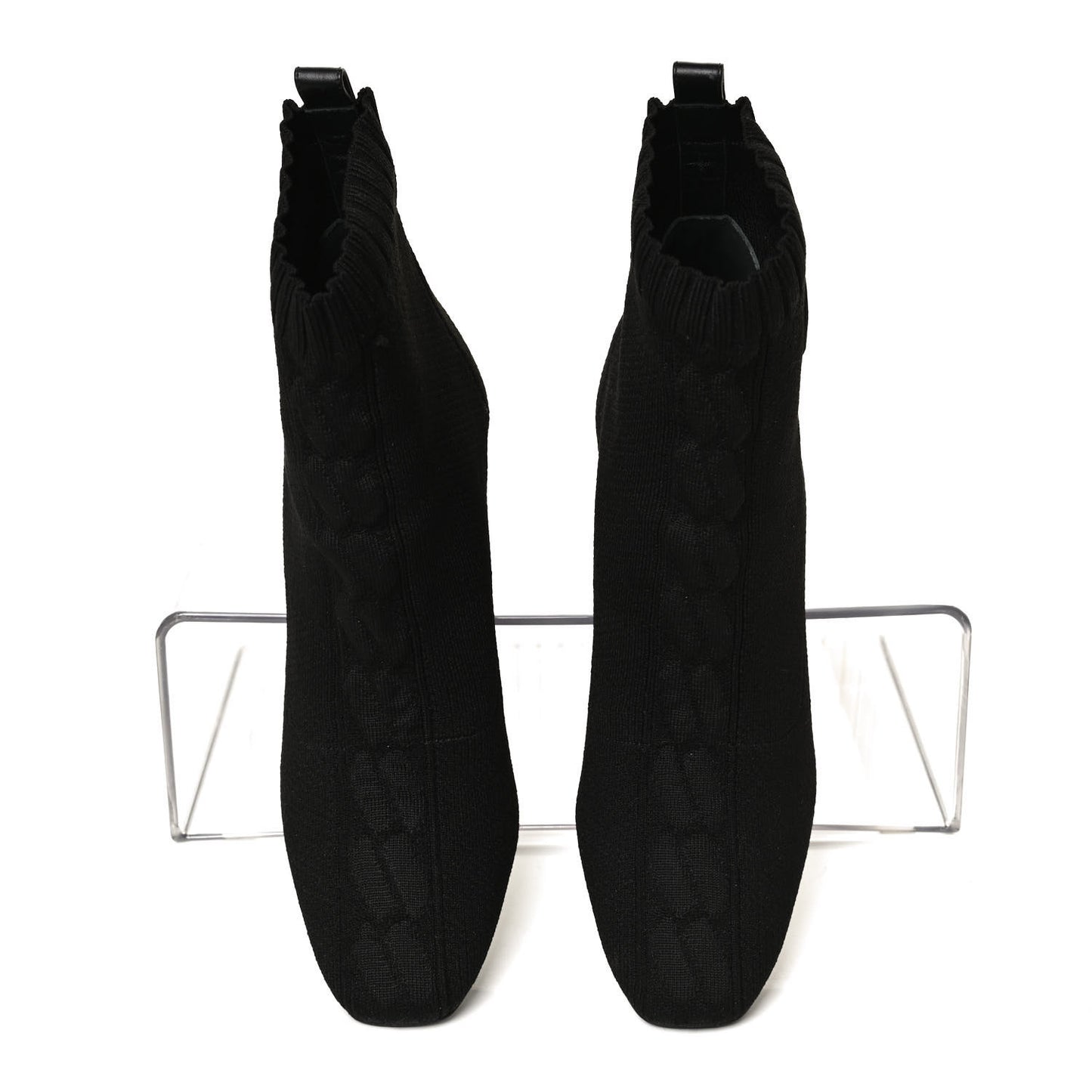 Knit Calfskin Volver Ankle Boots 36 Black