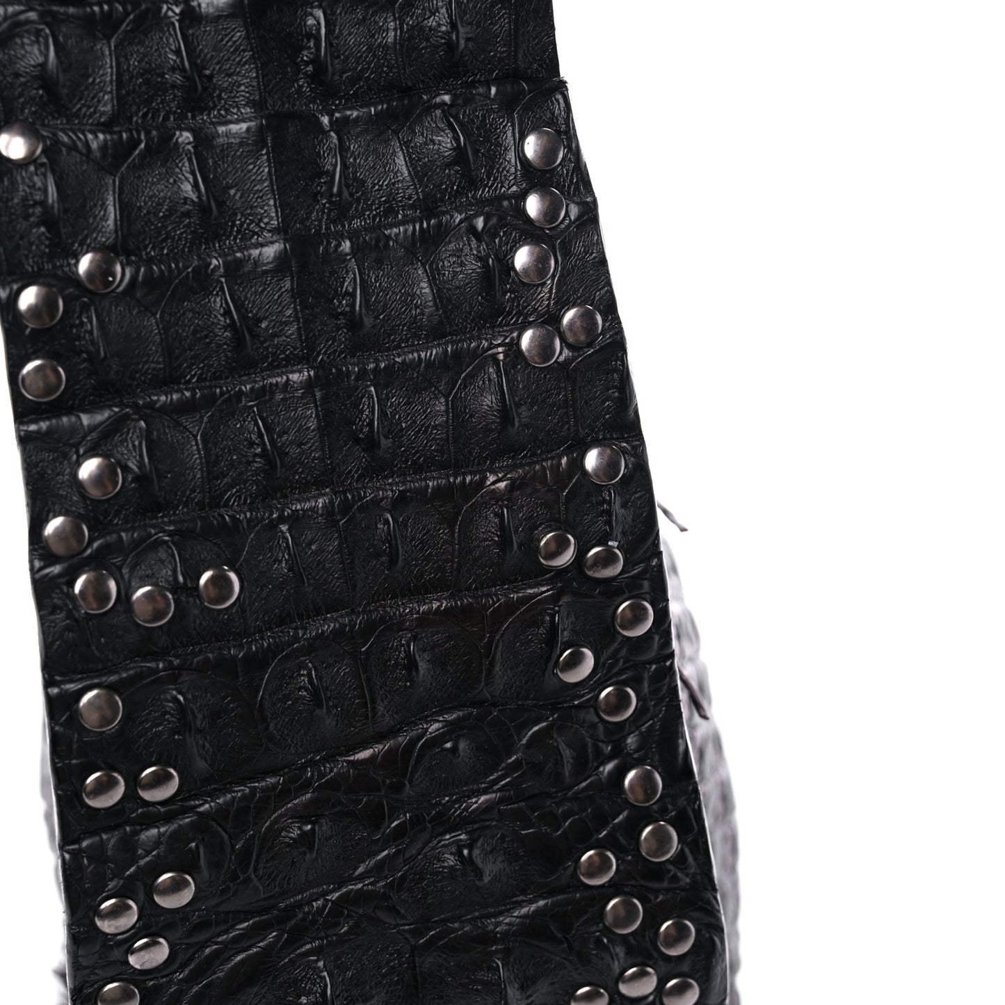 Nappa Intrecciato Alligator Fringe Shoulder Bag Black