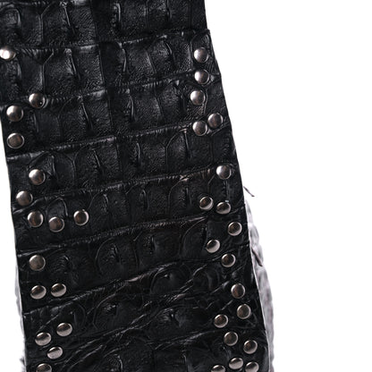 Bottega Veneta Nappa Intrecciato Alligator Fringe Shoulder Bag Black 10 of 12