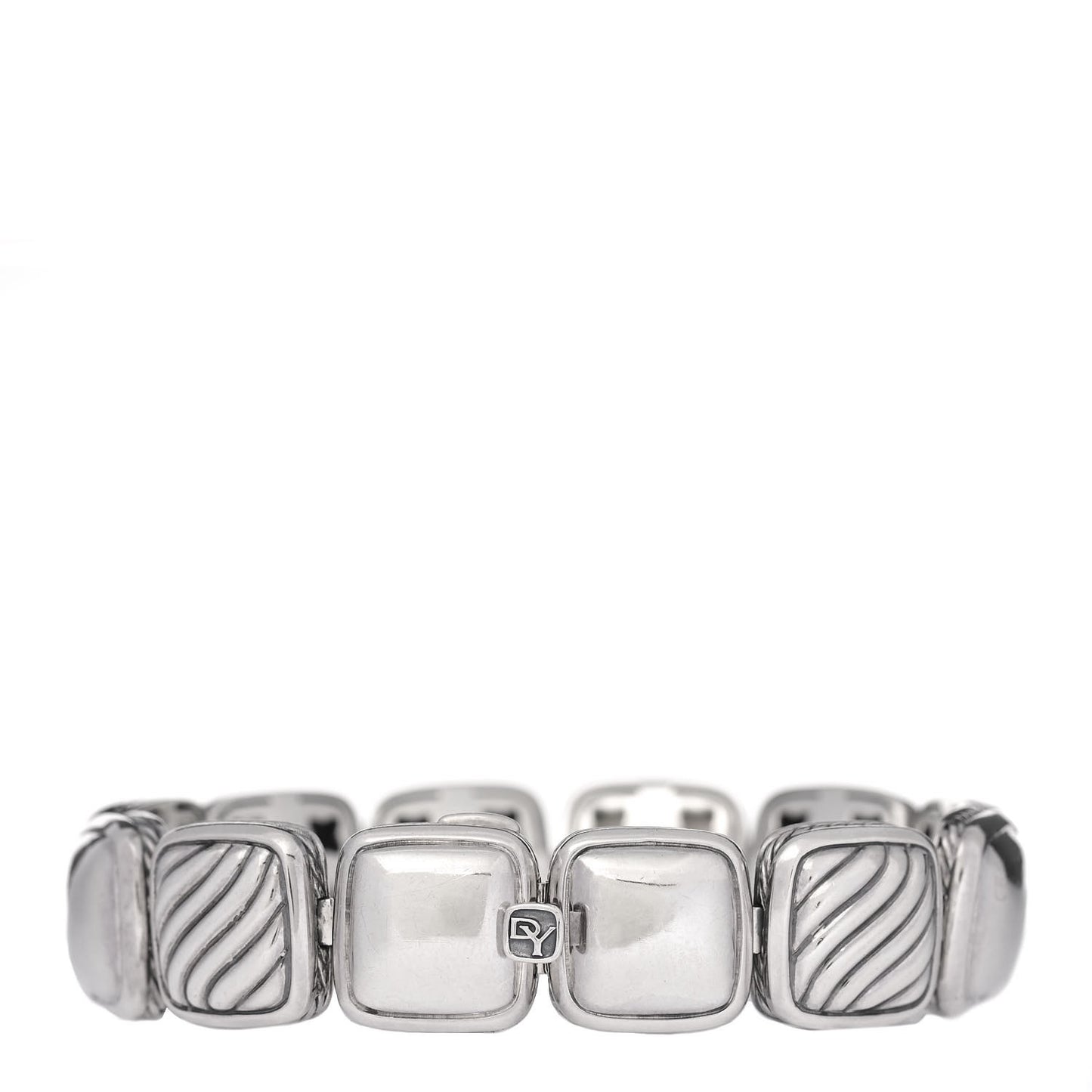 Sterling Silver Diamond Quartz Mother of Pearl Chiclet One Row Bracelet
