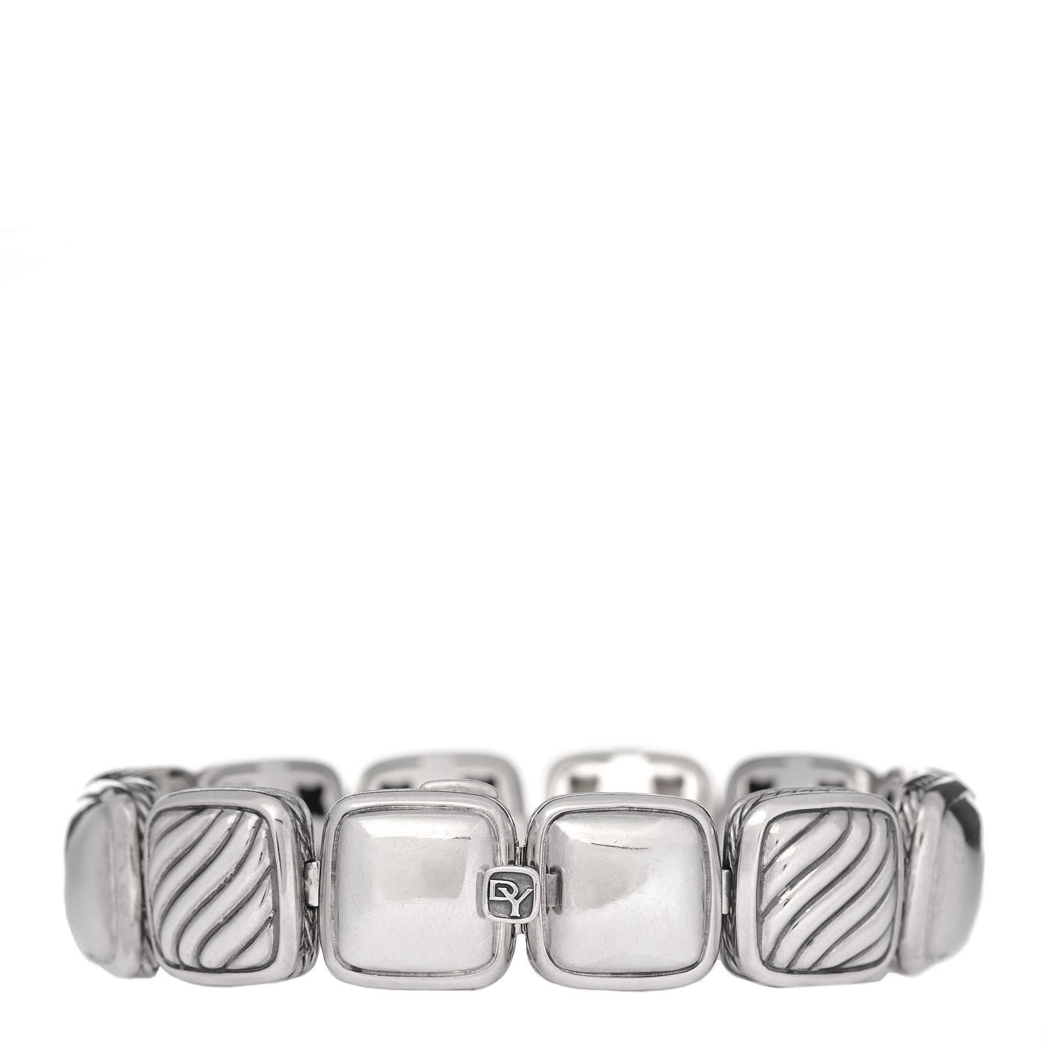 David Yurman Sterling Silver Diamond Quartz Mother of Pearl Chiclet One Row Bracelet 3 of 4