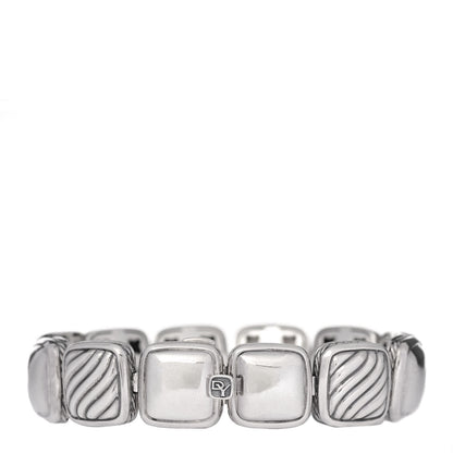 David Yurman Sterling Silver Diamond Quartz Mother of Pearl Chiclet One Row Bracelet 3 of 4
