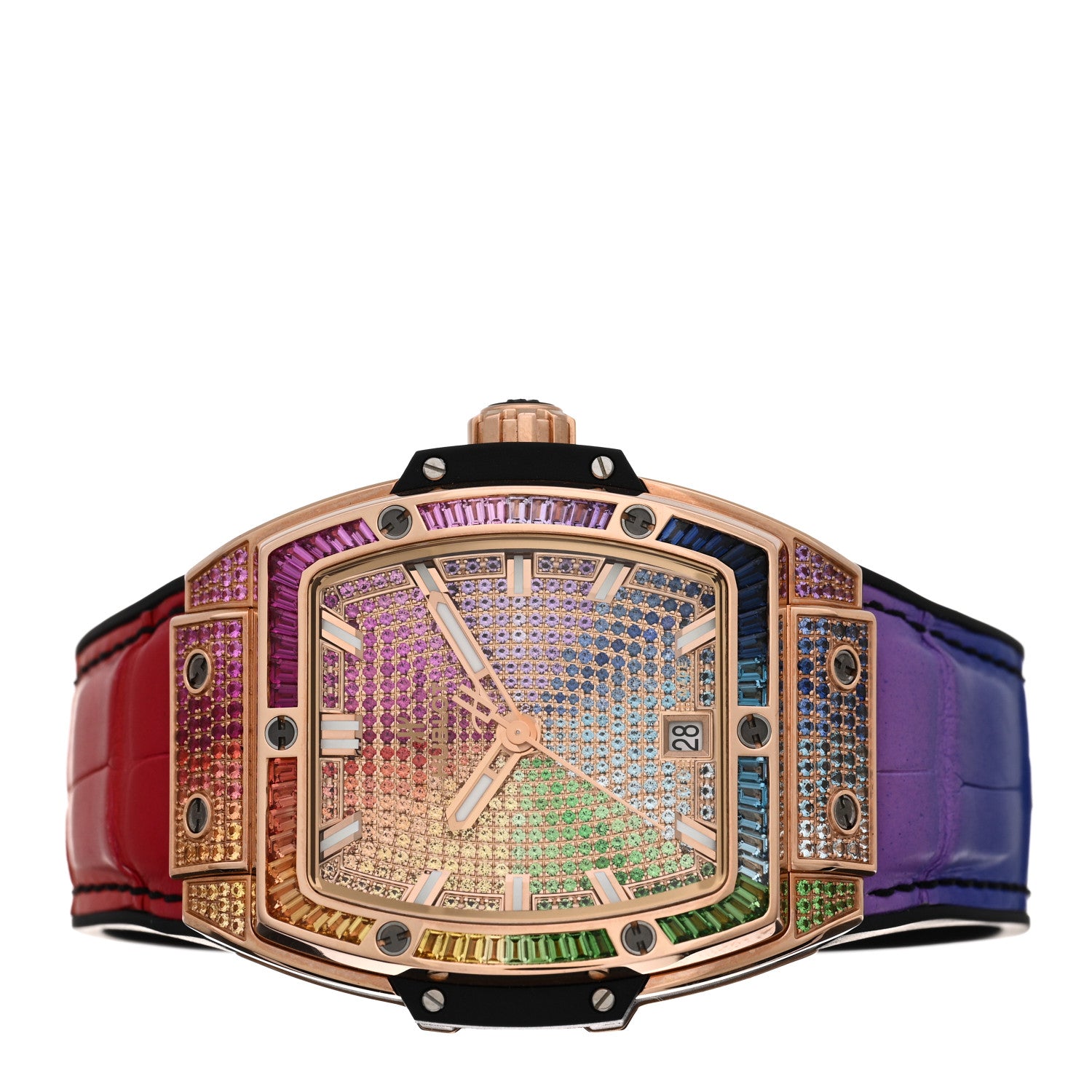 Hublot 18K Rose Gold Alligator Gemstone 39mm Spirit of Big Bang One Click Rainbow Automatic Watch 665.OX.9910.LR.0999 2 of 5