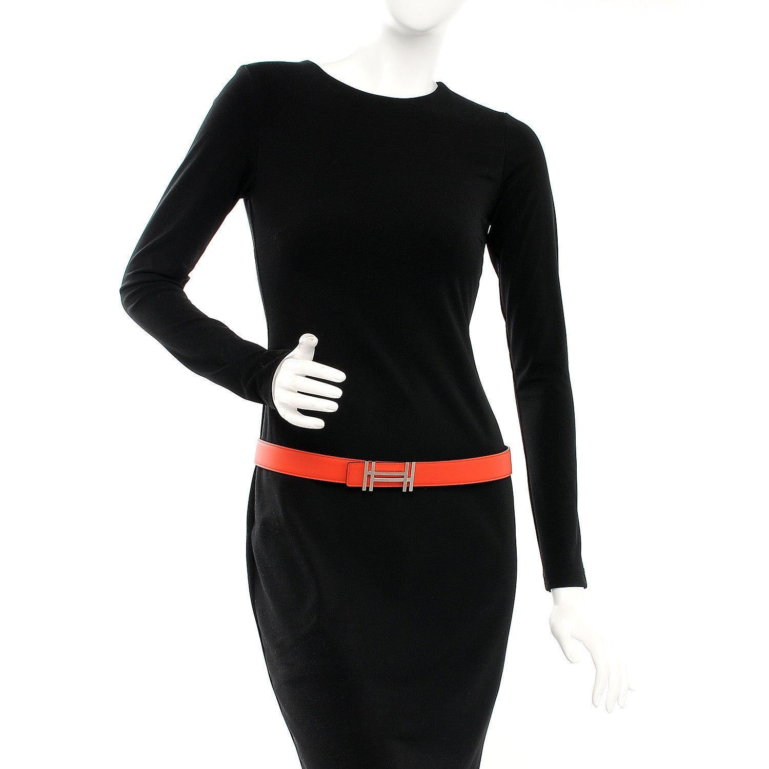 Hermes Swift Epsom 32mm Au Carre H Belt 85 Anemone Capucine 2 of 6