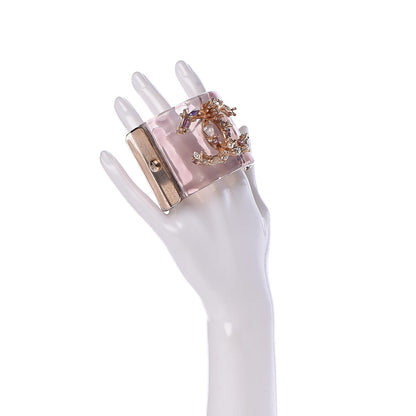 Chanel Lucite Crystal Pearl Gripoix CC Cuff Purple 2 of 10