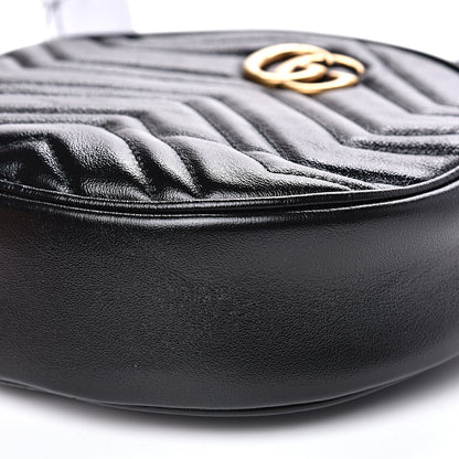 Gucci Azalea Calfskin Matelasse Heart Mini GG Marmont Round Shoulder Bag Black 8 of 9