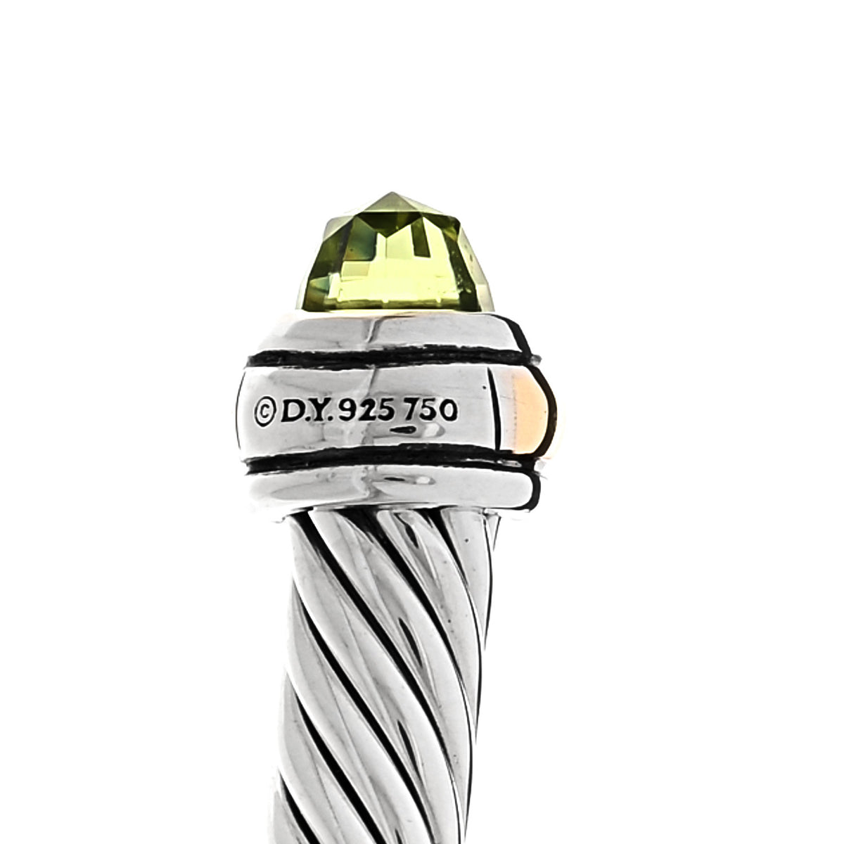 Sterling Silver 18K Yellow Gold Peridot 4mm Cable Classics Bracelet
