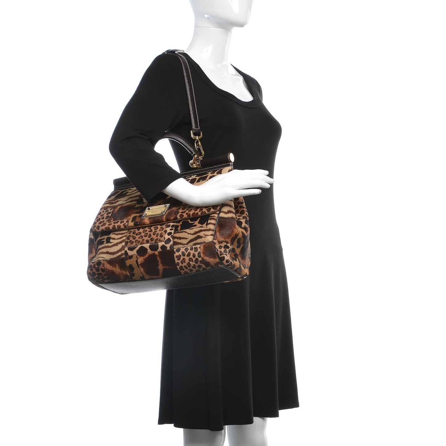 Calf Hair Animal Print Patchwork Large Miss Sicily Shopper Tote