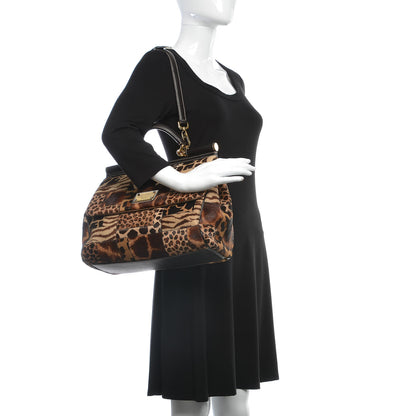 Dolce & Gabbana Calf Hair Animal Print Patchwork Large Miss Sicily Shopper Tote 2 of 10