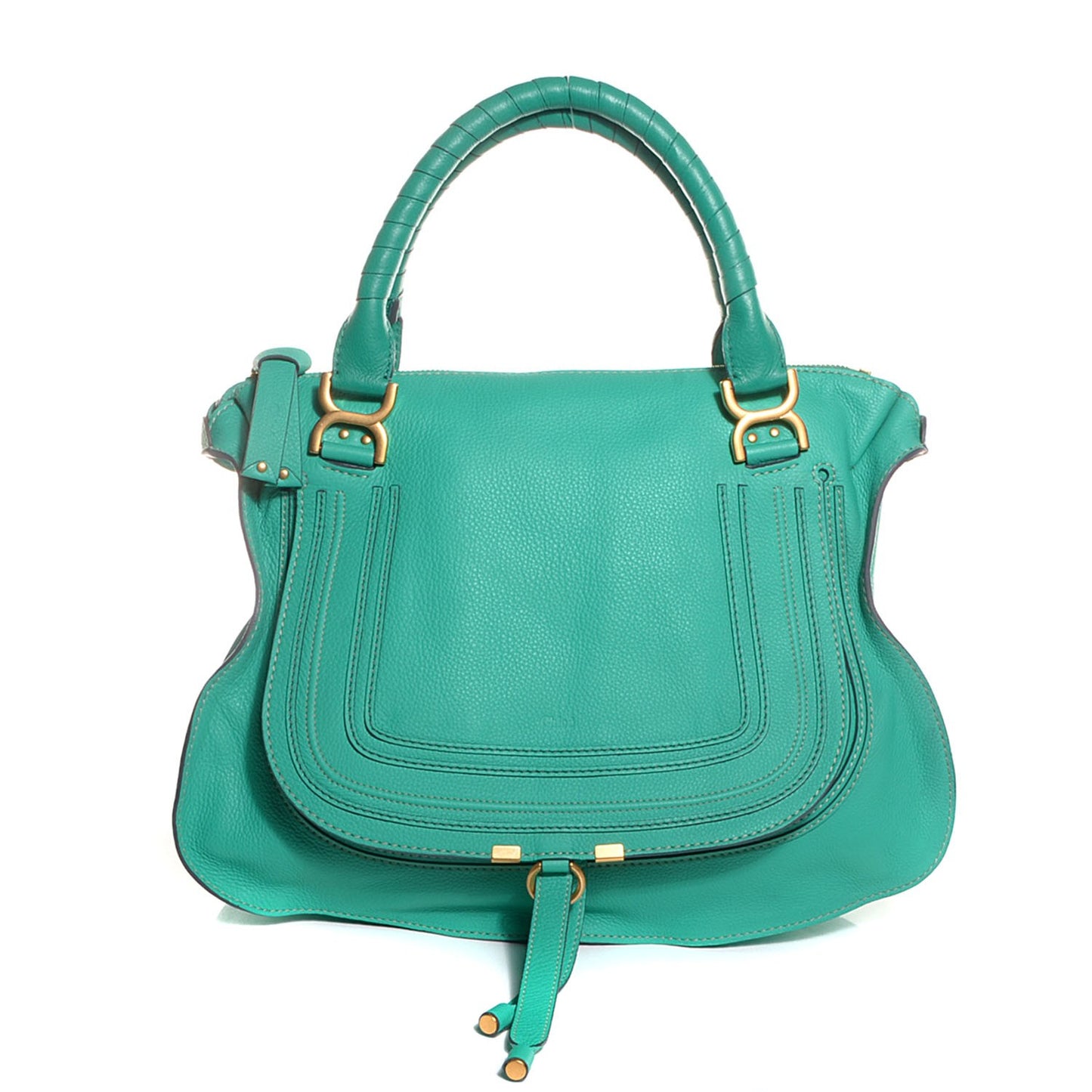 Calfskin Large Marcie Satchel Jade Green