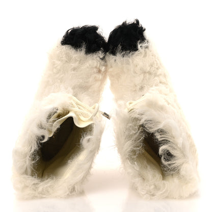 Chanel Shearling Sheepskin High Boots 38 Ivory Black 2 of 11