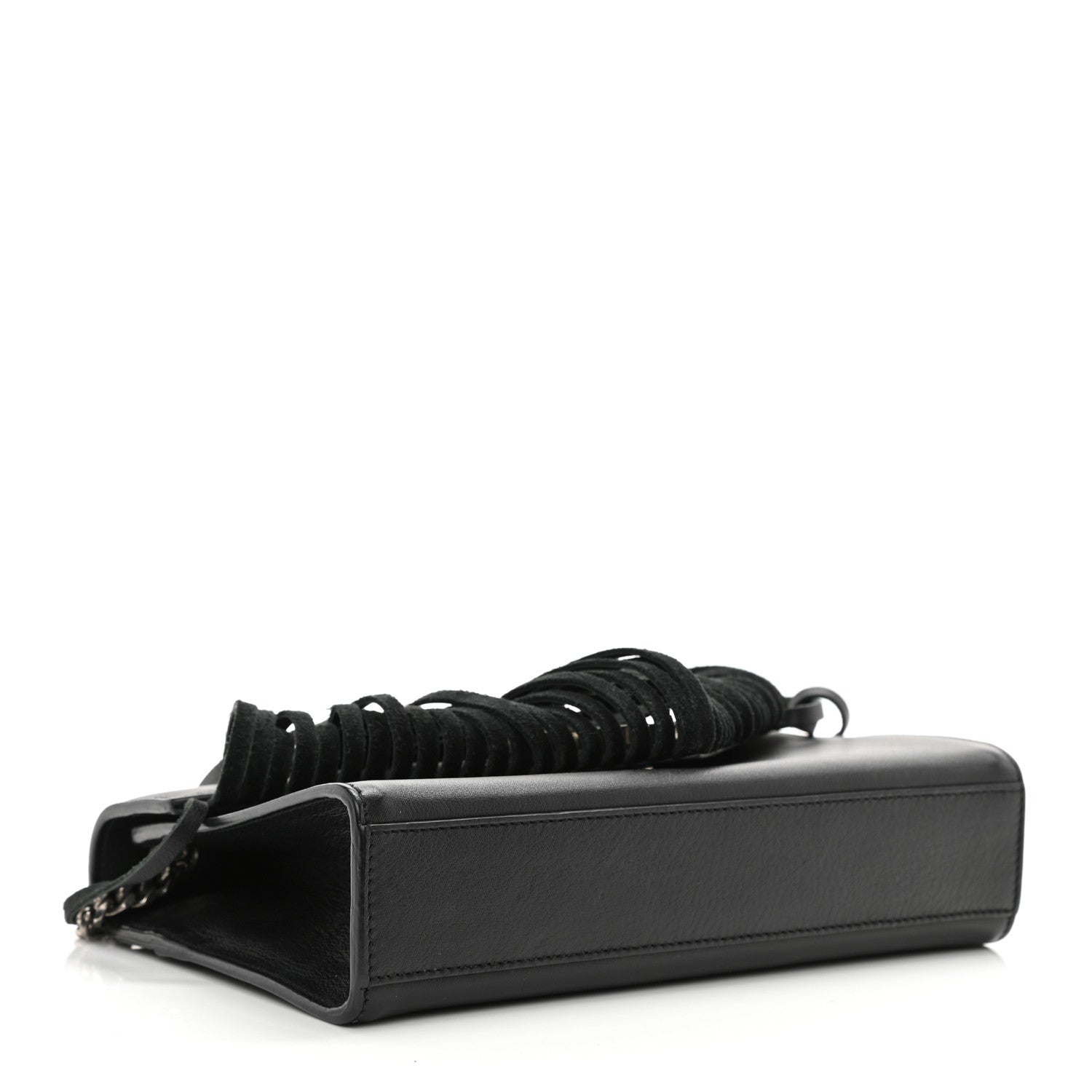 Saint Laurent Calfskin Fringe Small Monogram Satchel Black 3 of 9