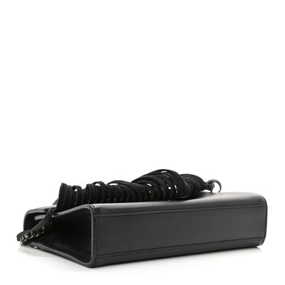 Saint Laurent Calfskin Fringe Small Monogram Satchel Black 3 of 9