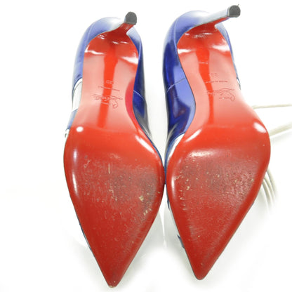 Christian Louboutin Patent Leather Mesh Tashaf 120 Pumps 39 Metallic Blue 5 of 7