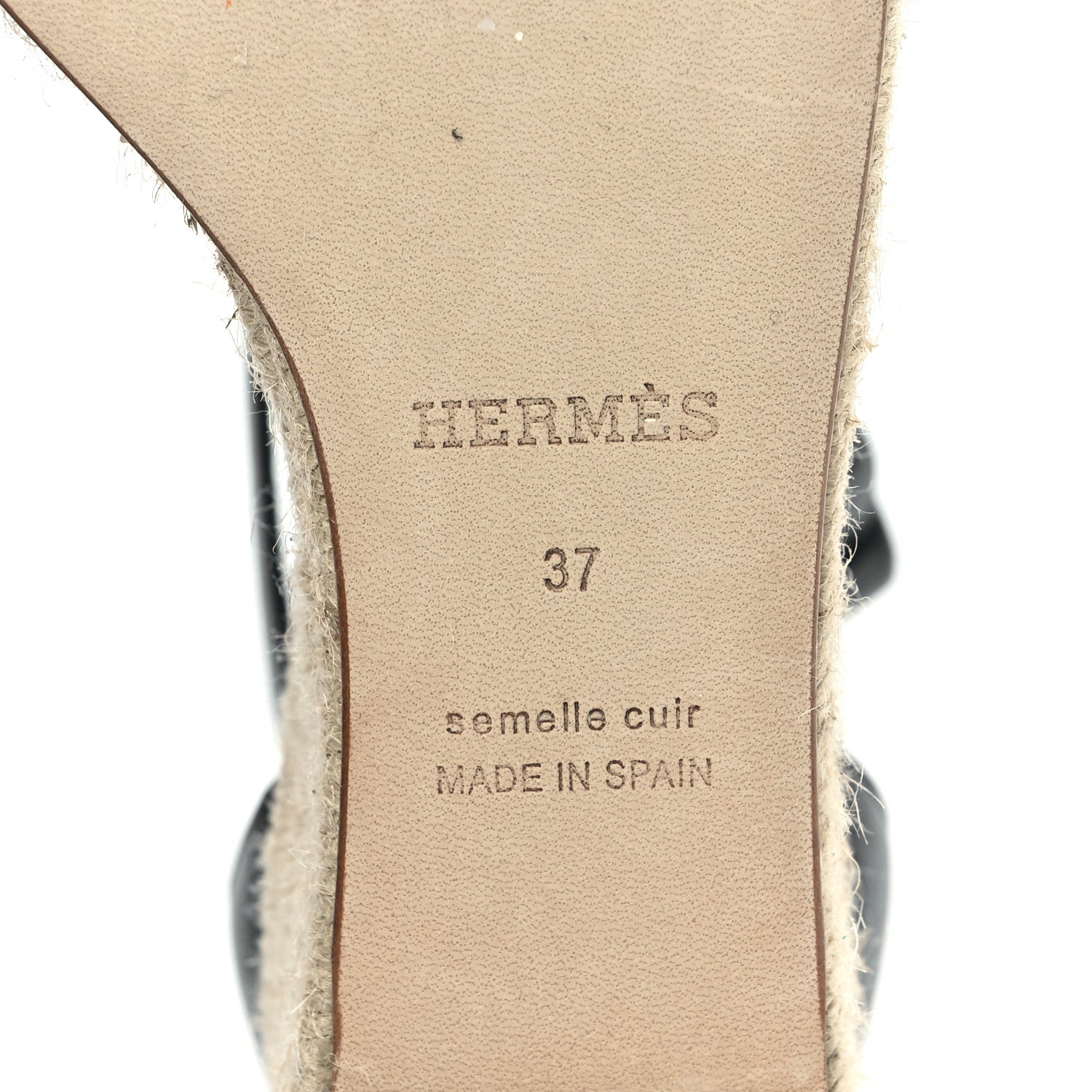 Hermes Goatskin Elda Espadrille Wedge Sandals 37 Black 6 of 9