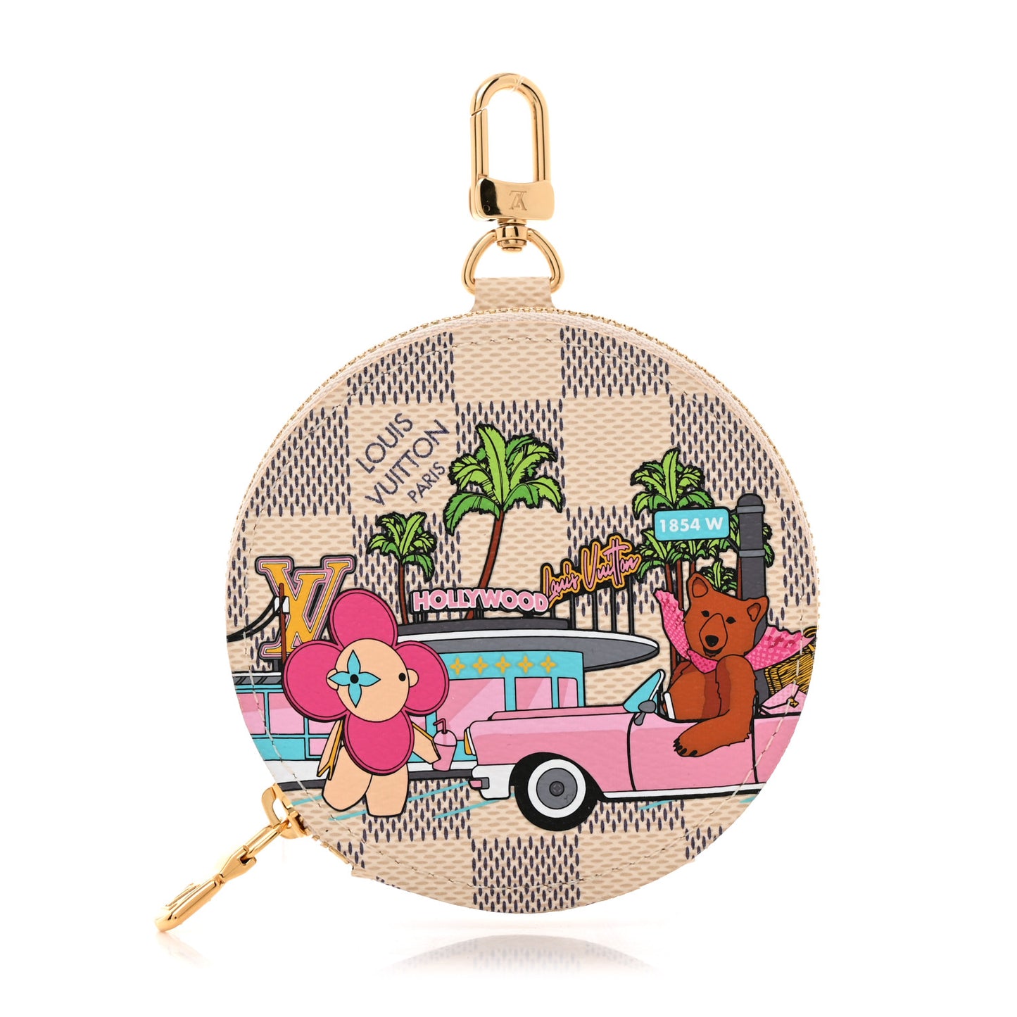 Damier Azur 2021 Christmas Animation Hollywood Bag Charm Fuchsia