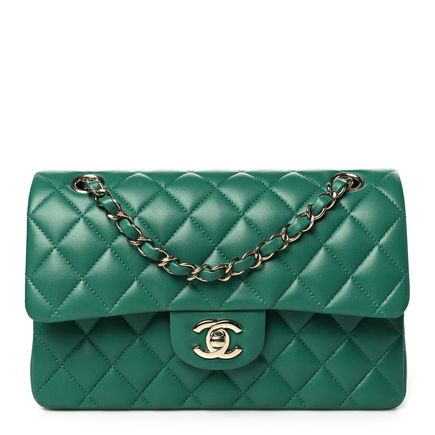 Chanel Lambskin Quilted Small Double Flap Green 1 of 11