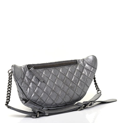 Chanel Metallic Goatskin Quilted Banane Waist Bag Fanny Pack Silver 2 of 4