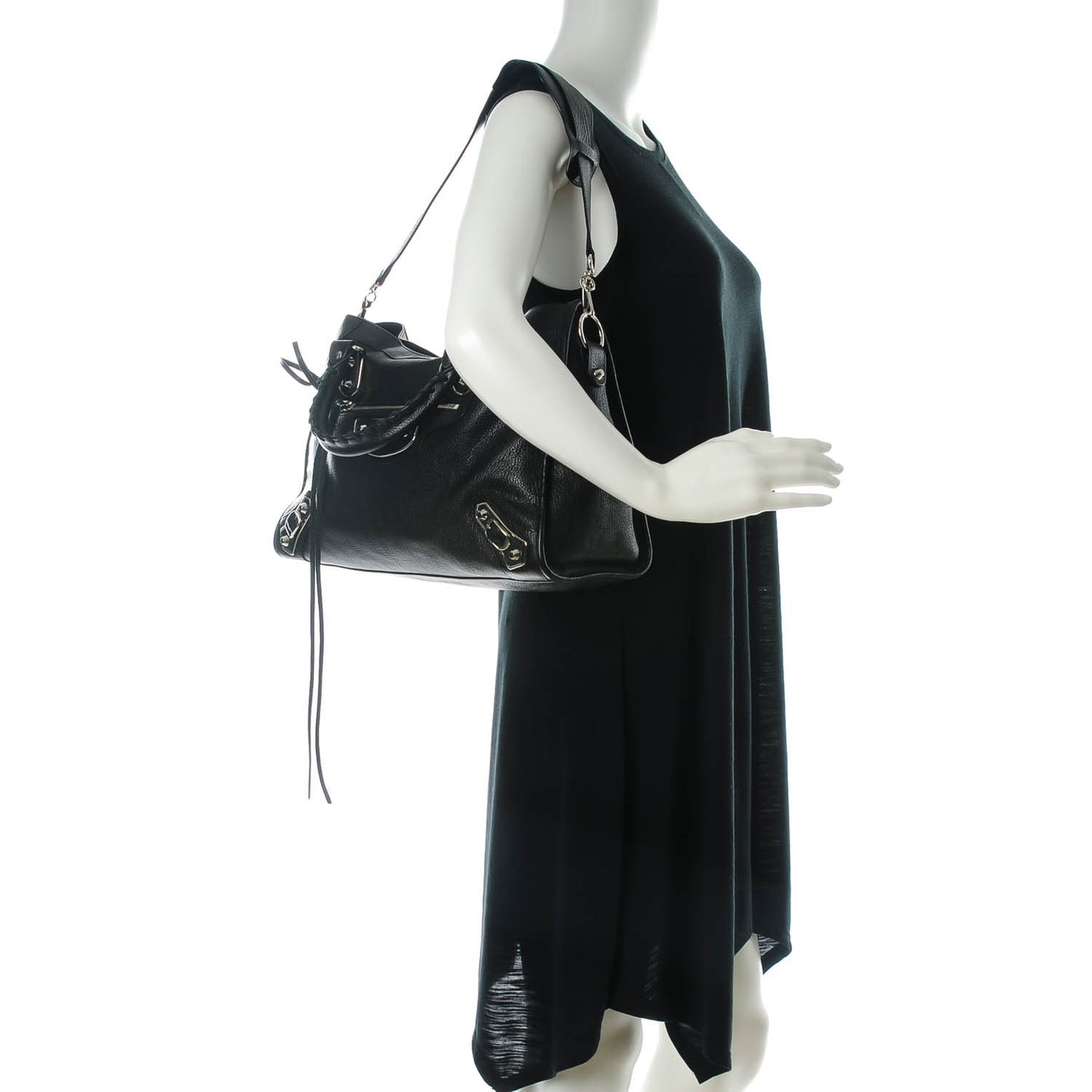 Chevre Silver Metallic Edge Hardware City Black