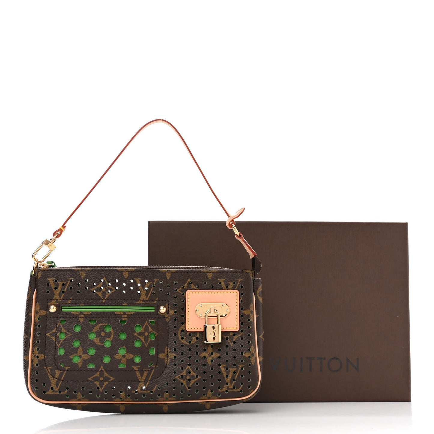 Monogram Perforated Pochette Accessories Bag Green