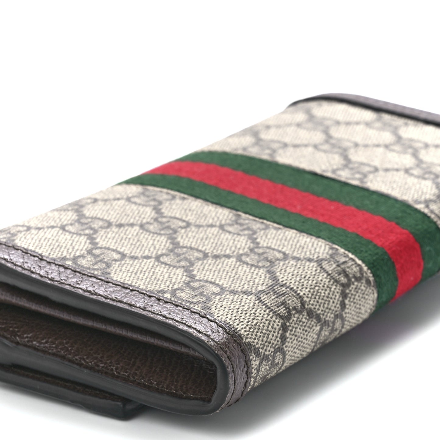 GG Supreme Monogram Web Ophidia Continental Wallet Brown