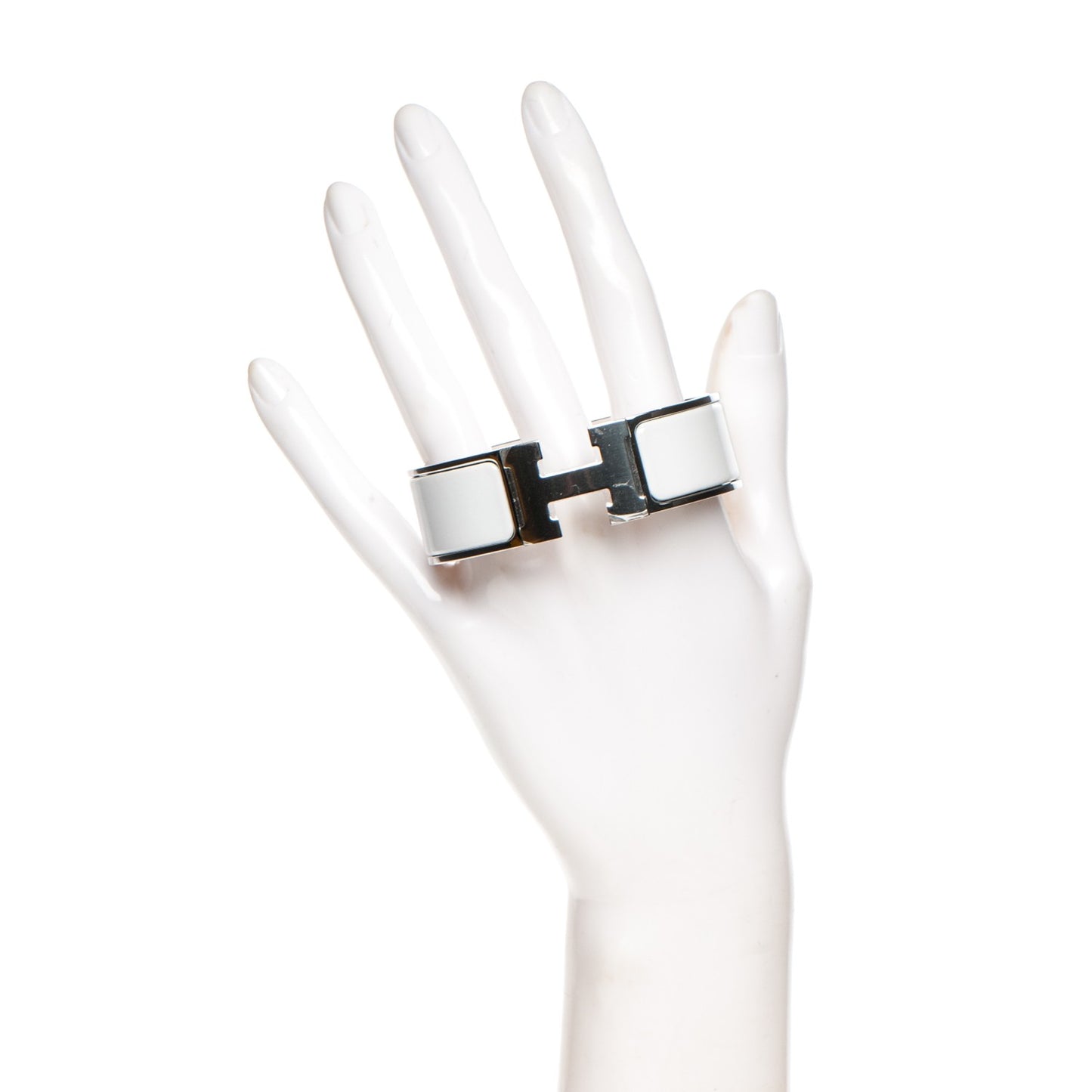 Enamel Wide Clic Clac H Bracelet GM White